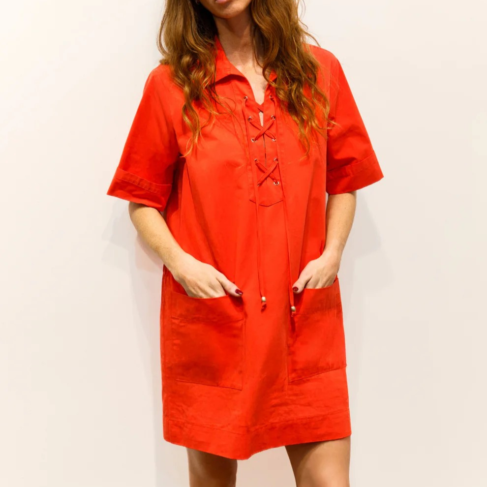 1BB0327-032 [BRIGITTE BARDOT] Rio Short Cotton Poplin Dress Red #182610400 (EU)