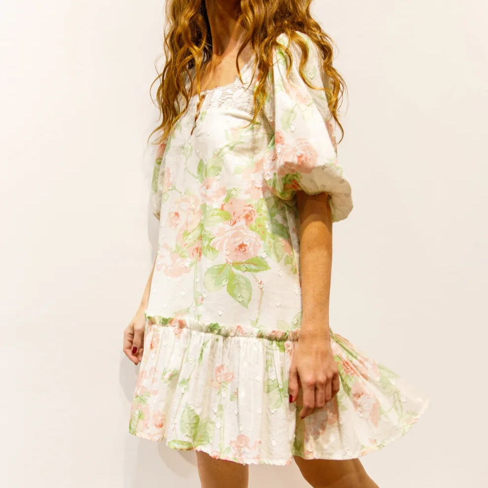 1BB0327-033 [BRIGITTE BARDOT] Anna Short Pink Print Dress #182610700 (EU)