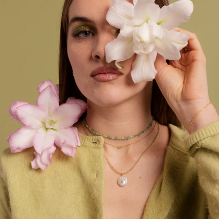 1YA0326-444 [YAY PARIS] Stella Necklace Peridot #510emst1125 (EU)