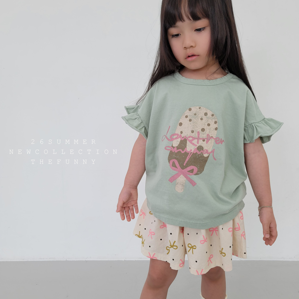 90-140 FUN 冰淇淋荷葉袖上衣 2色