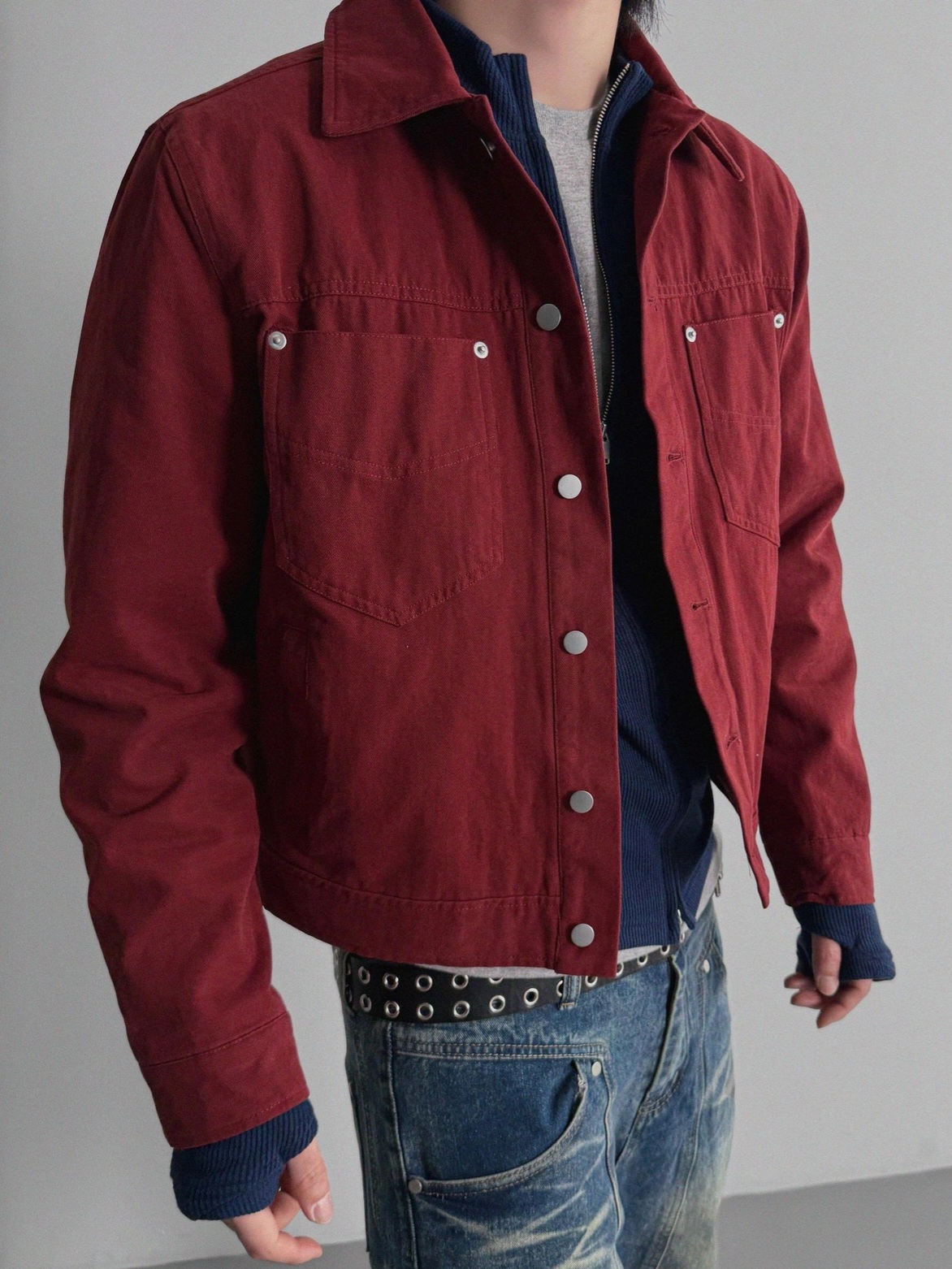 Dying rivet pocket crop jacket