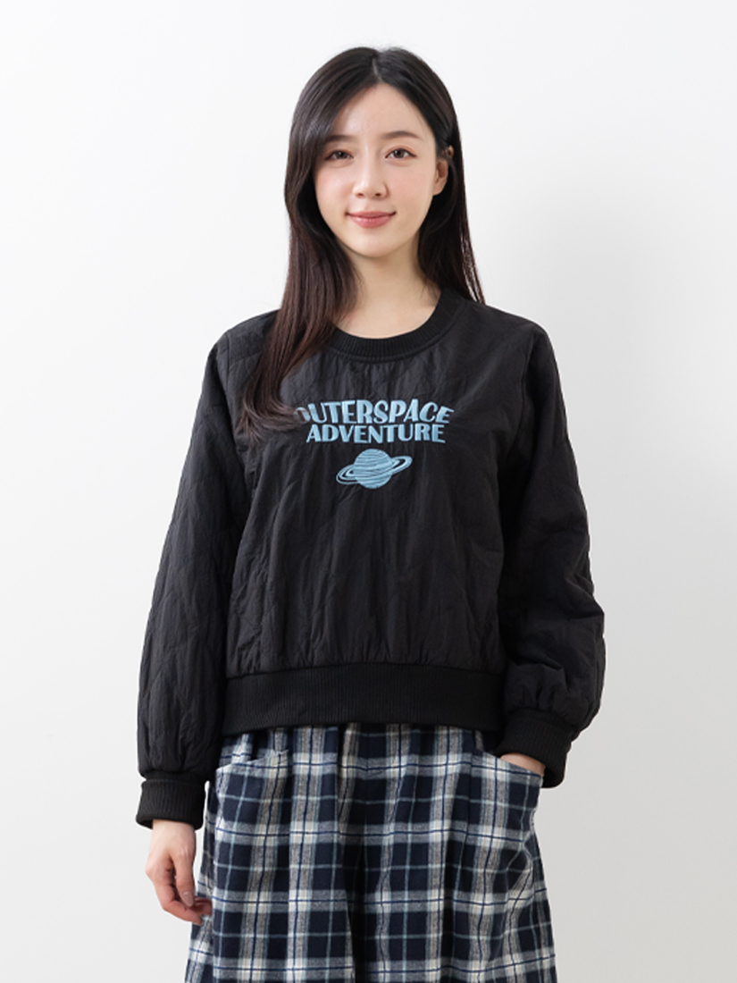 土星絎縫鋪棉短版上衣法蘭絨六分寬褲組合