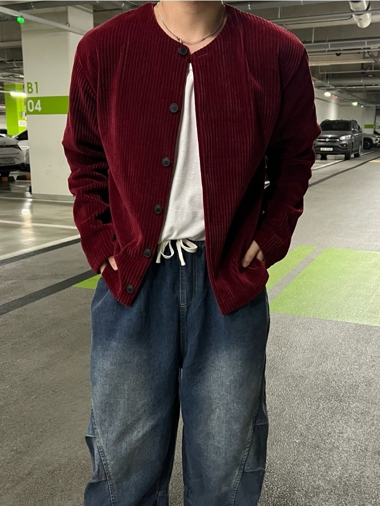 絲絨圓領短款開衫