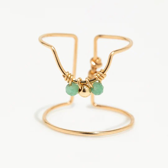 1YA0326-422 [YAY PARIS] Weave Nail Ring Emerald Gold #120sifr147 (EU)