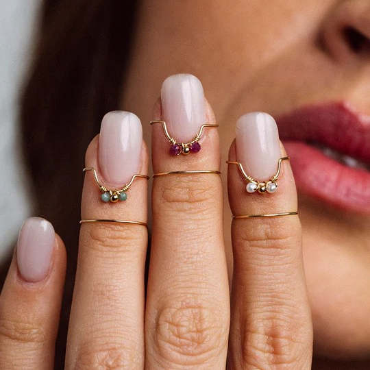 1YA0326-422 [YAY PARIS] Weave Nail Ring Emerald Gold #120sifr147 (EU)