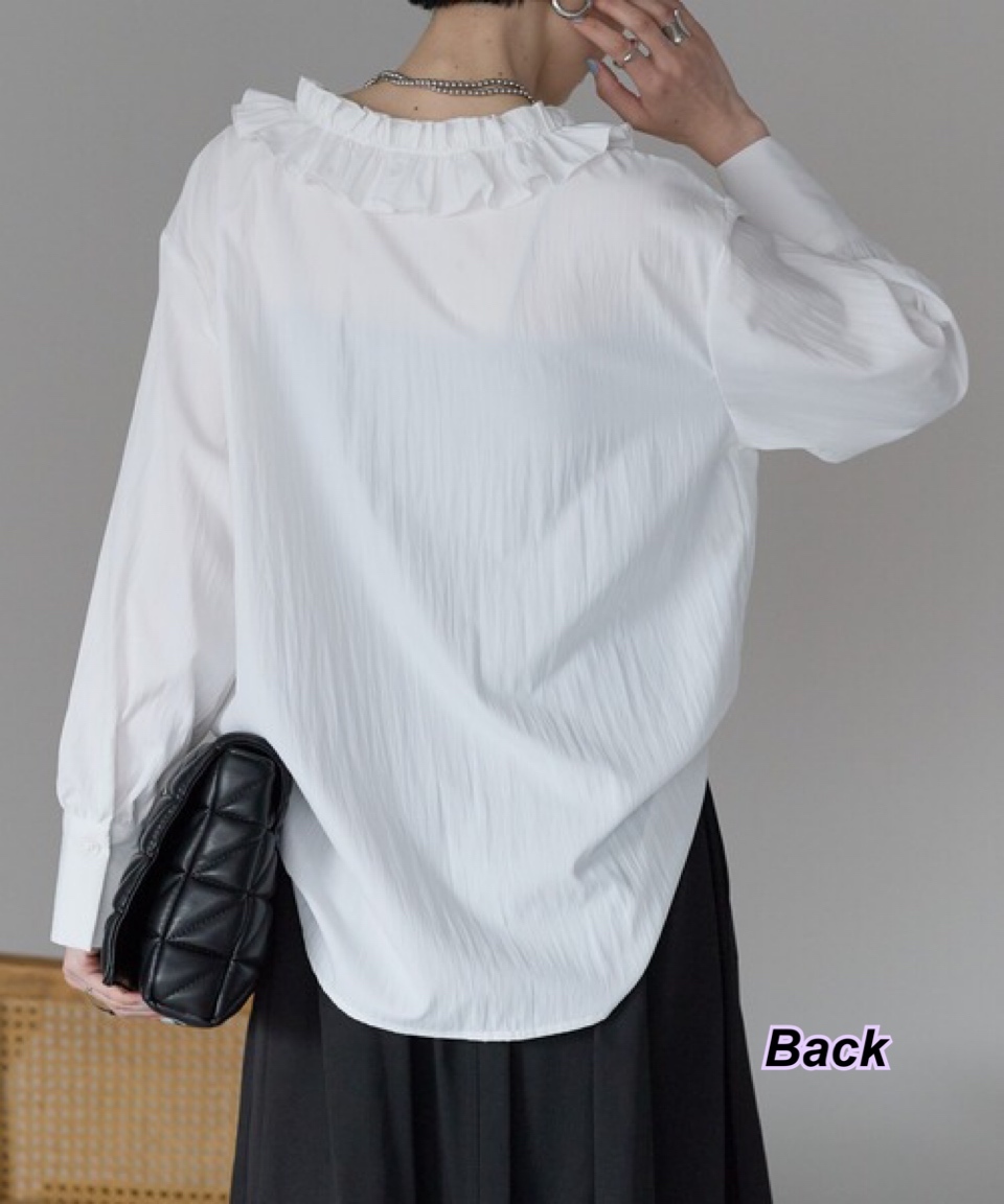 260327 新款日系女裝ruffle 領恤衫/2 色