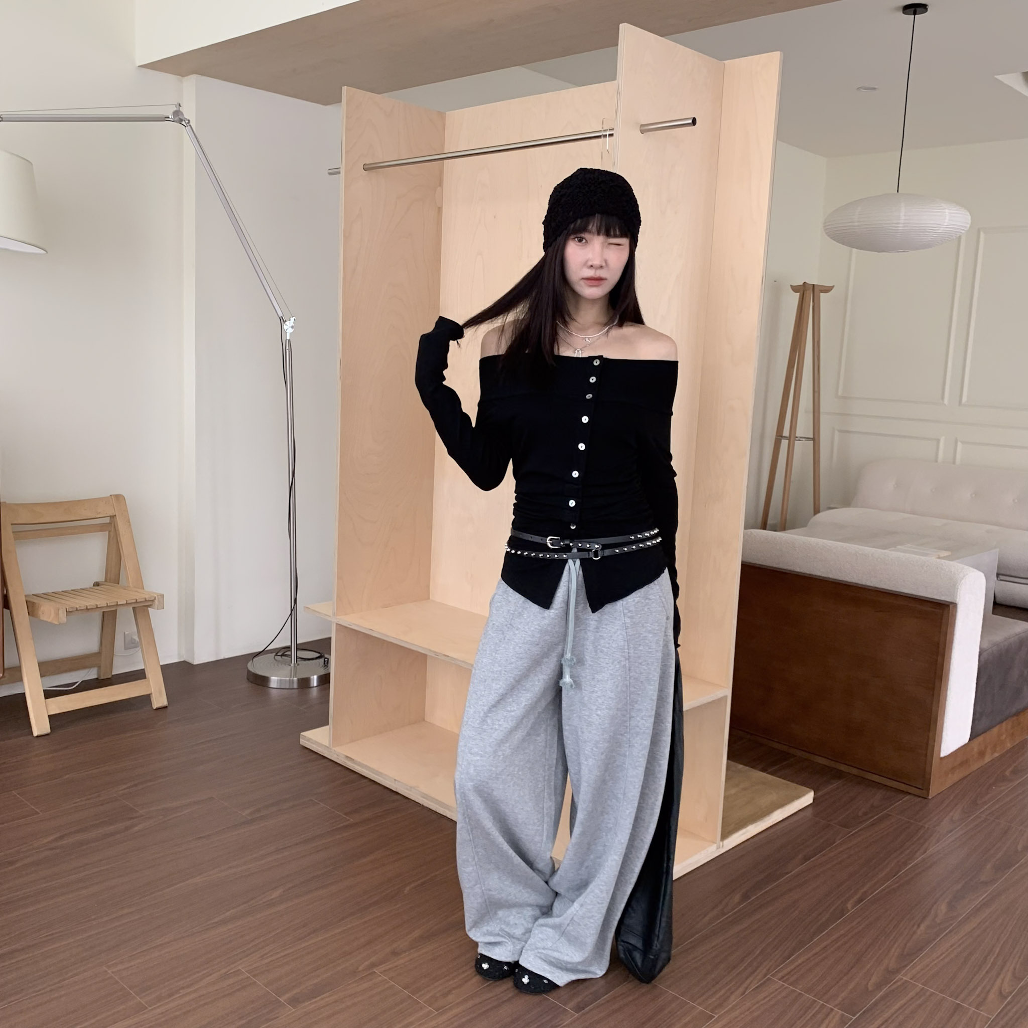 ISA_只想天天穿! 不厚重lazy mode抽繩棉褲_63047