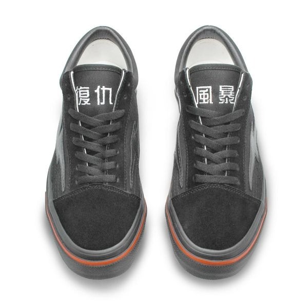 【REVENGE X STORM】CLASSIC PLUS低筒滑板鞋｜火焰閃電．經典街頭｜黑色火焰