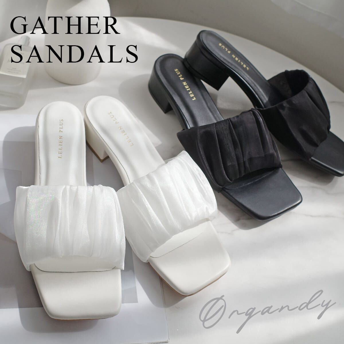 空氣層次 歐根紗抓皺涼拖鞋【KH7012】