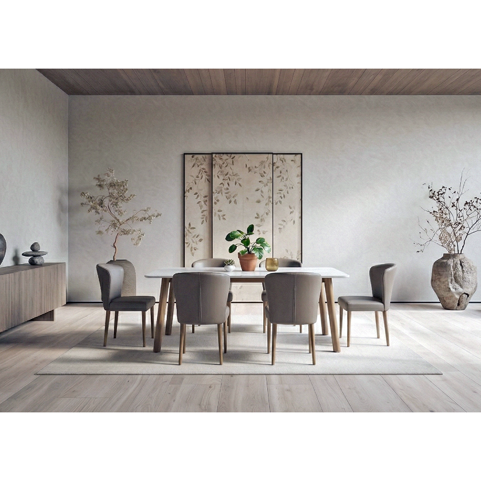 Bela 大理石紋石英石餐桌/美胡色腳座140/160/180cm〔DS240WC〕