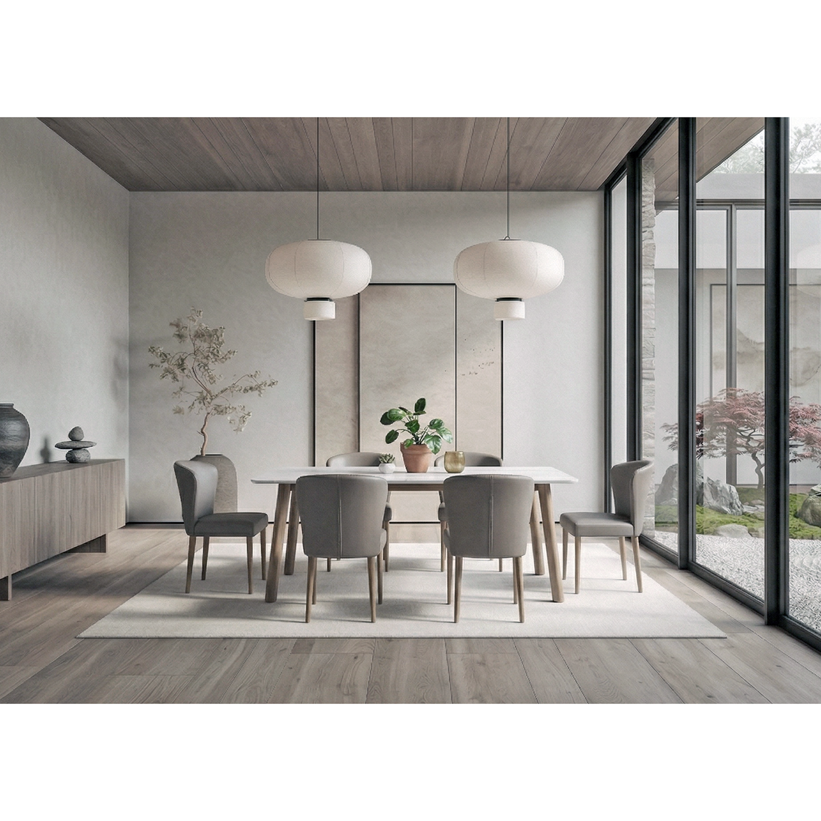 Bela 大理石紋石英石餐桌/美胡色腳座140/160/180cm〔DS240WC〕