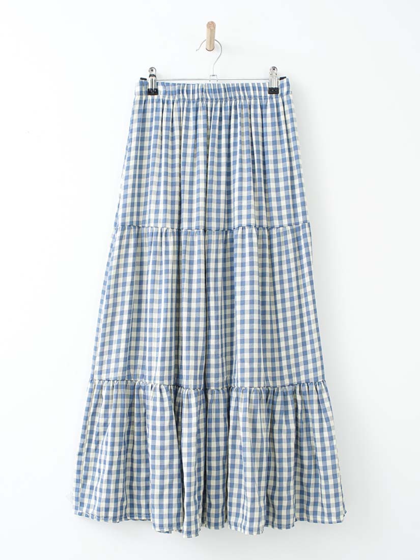 清新野餐格紋蛋糕長裙