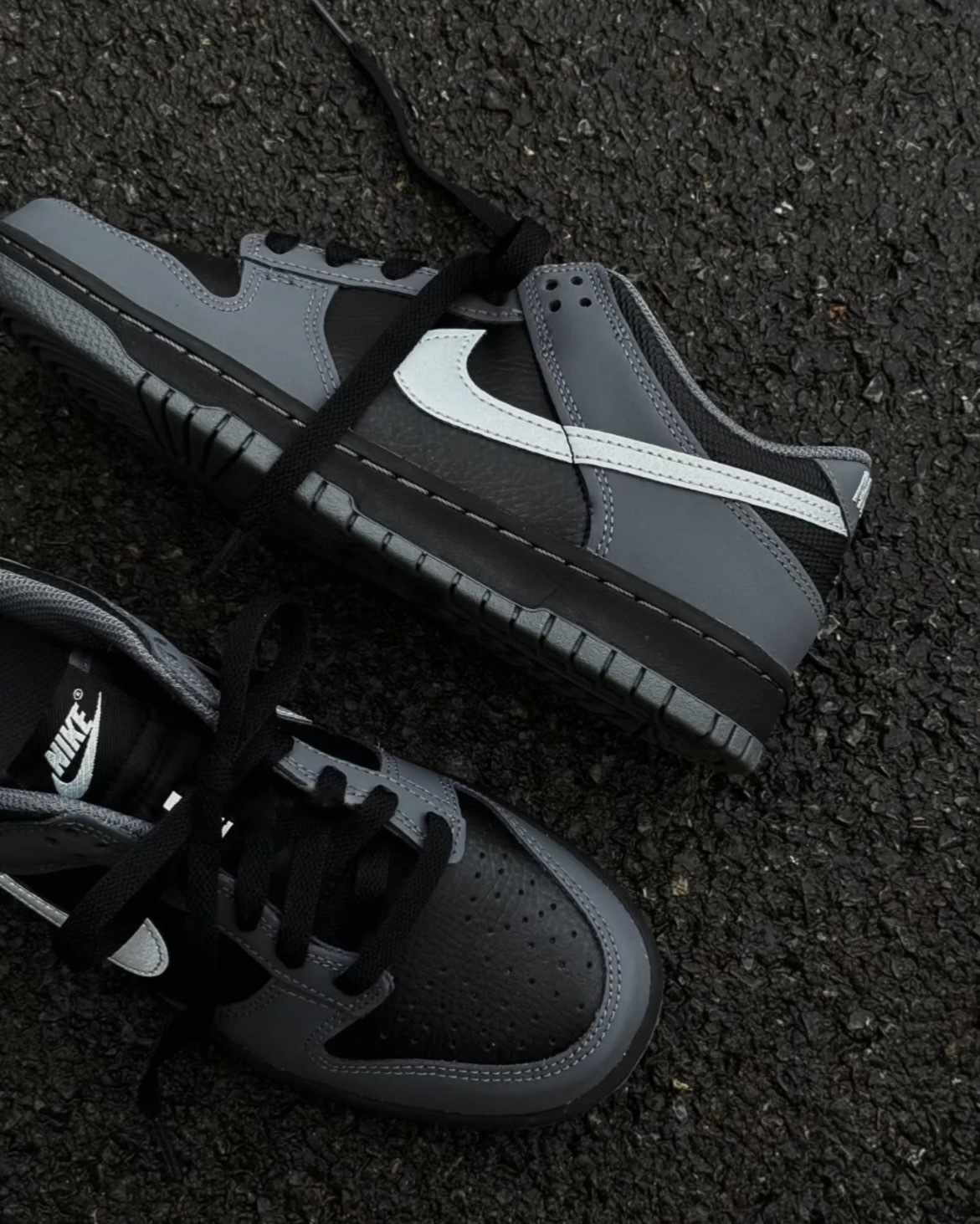 Nike Dunk Low GS 狼灰 黑石灰 反光 黑灰 皮革 大童款 女鞋