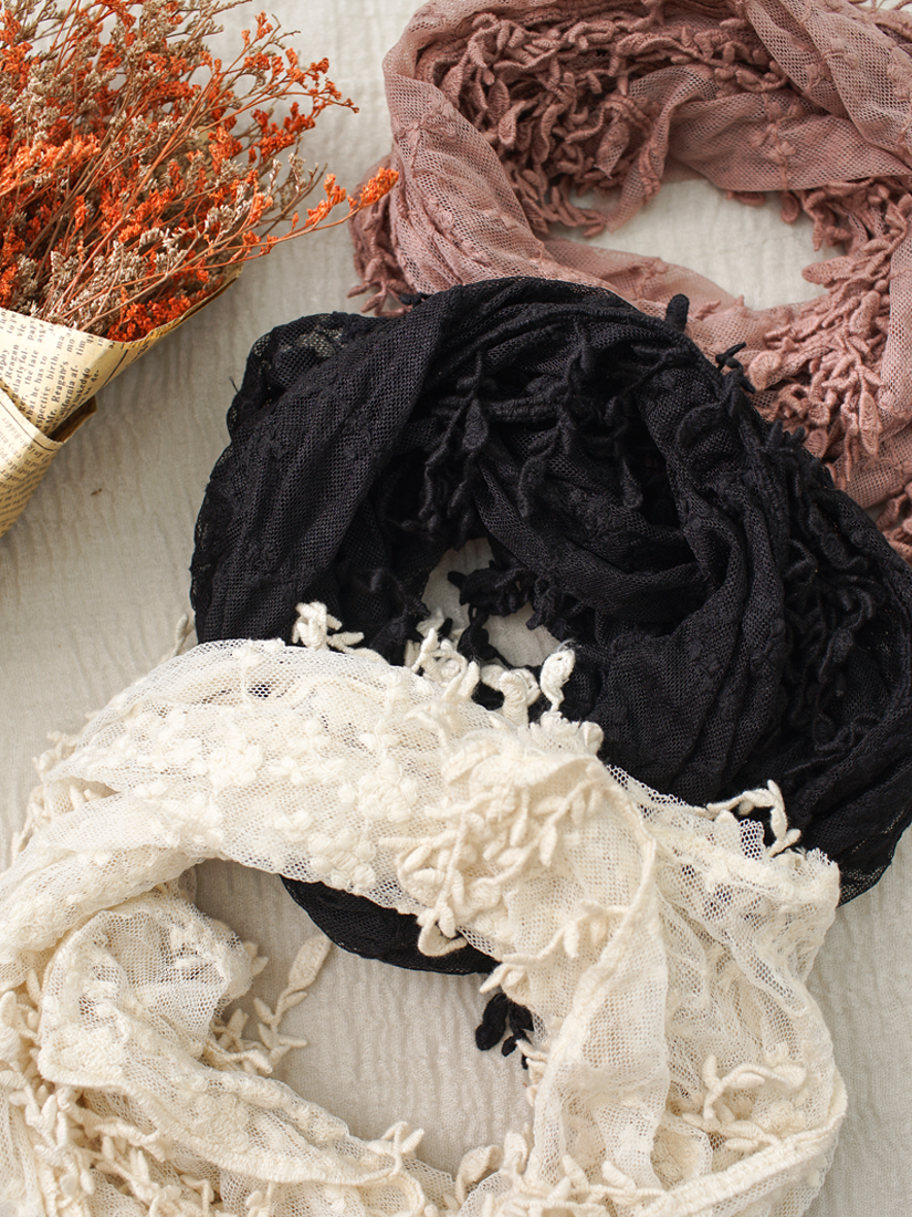 森系流蘇網布領巾(3色)