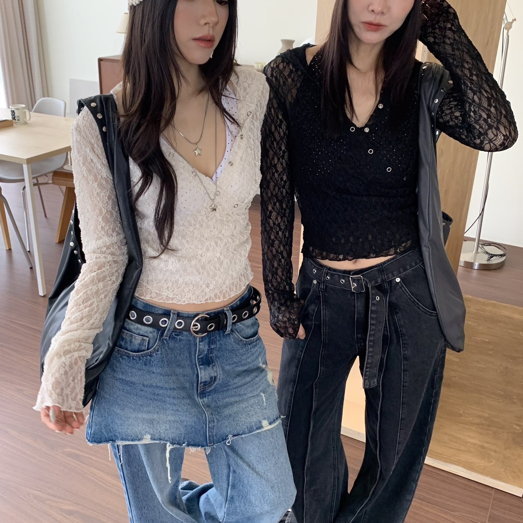 ISA_本期模範生! 心動小透肌蕾絲連帽上衣_63074