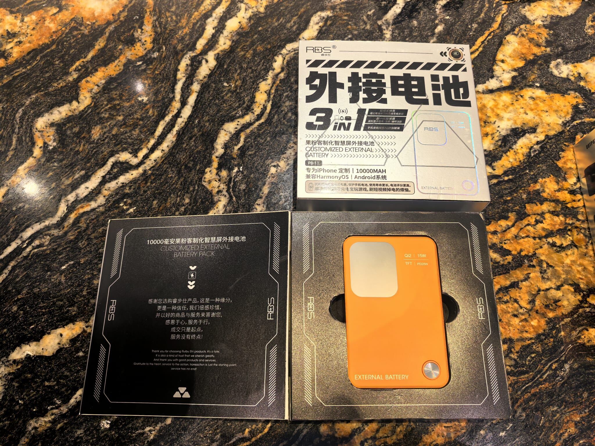1 O2W SELECTION RBS PB11 10000MAH SMART DISPLAY POWER BANK FOR APPLE DEVICES  - ORANGE