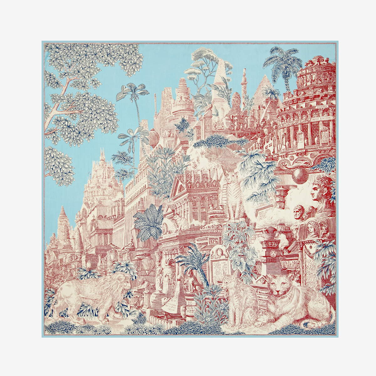 PIRANESI 絲棉方巾130 - 水藍