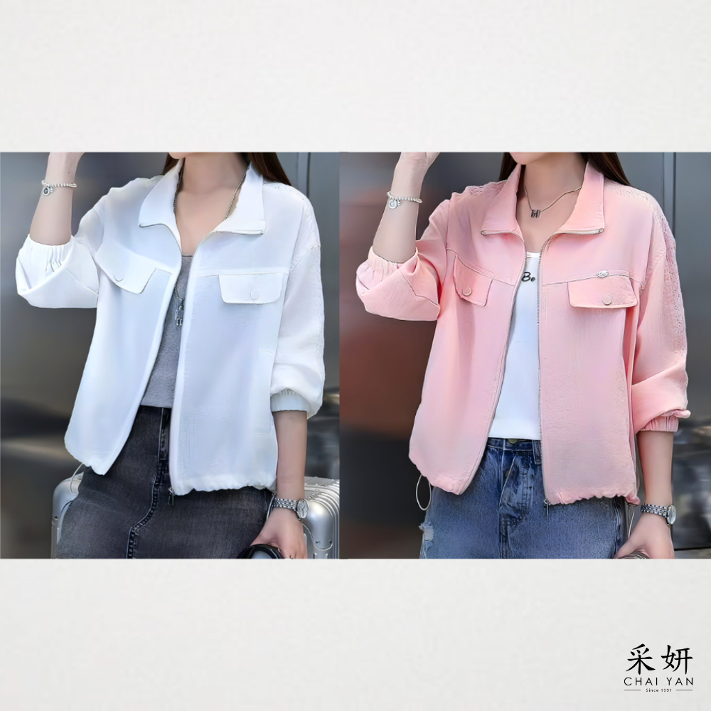 簍空肩線亞麻外套