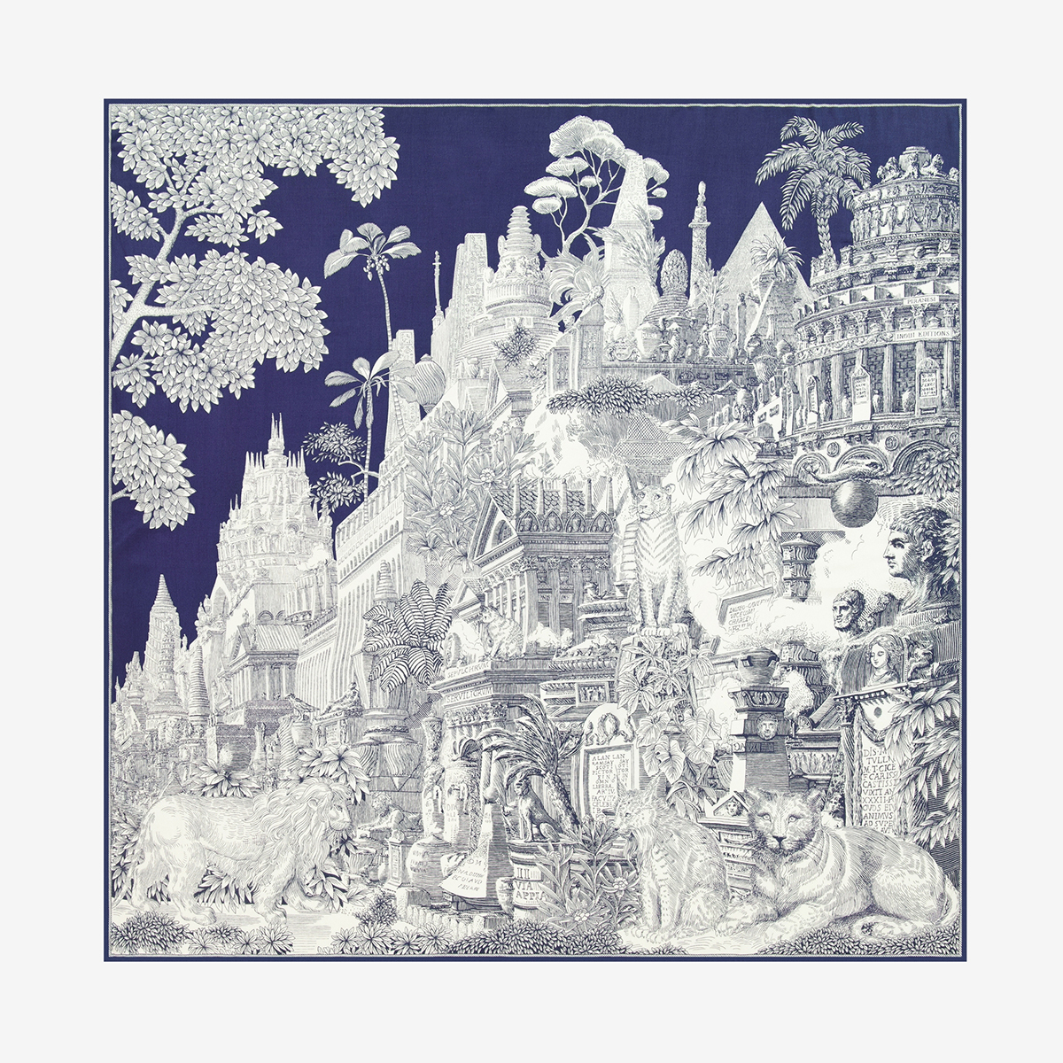 PIRANESI 絲棉方巾130 - 夜藍