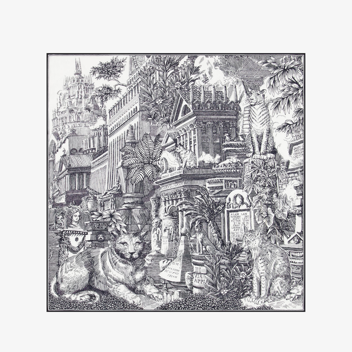PIRANESI 絲棉方巾65 - 黑
