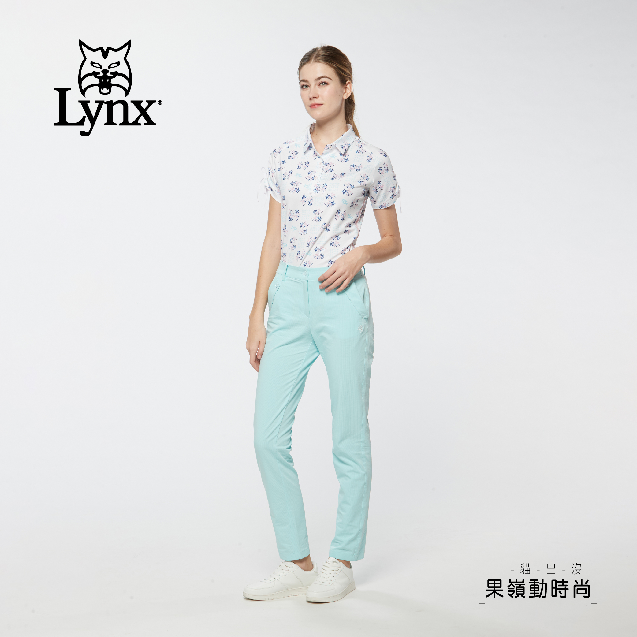 女款吸濕排汗彈性舒適環保面料造型口袋設計長褲