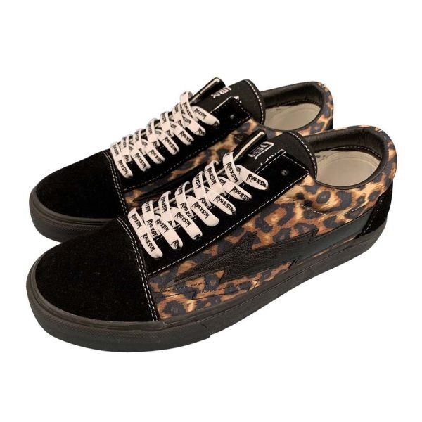 【REVENGE X STORM】CLASSIC PLUS 低筒滑板鞋｜火焰閃電 經典街頭-黑色豹紋