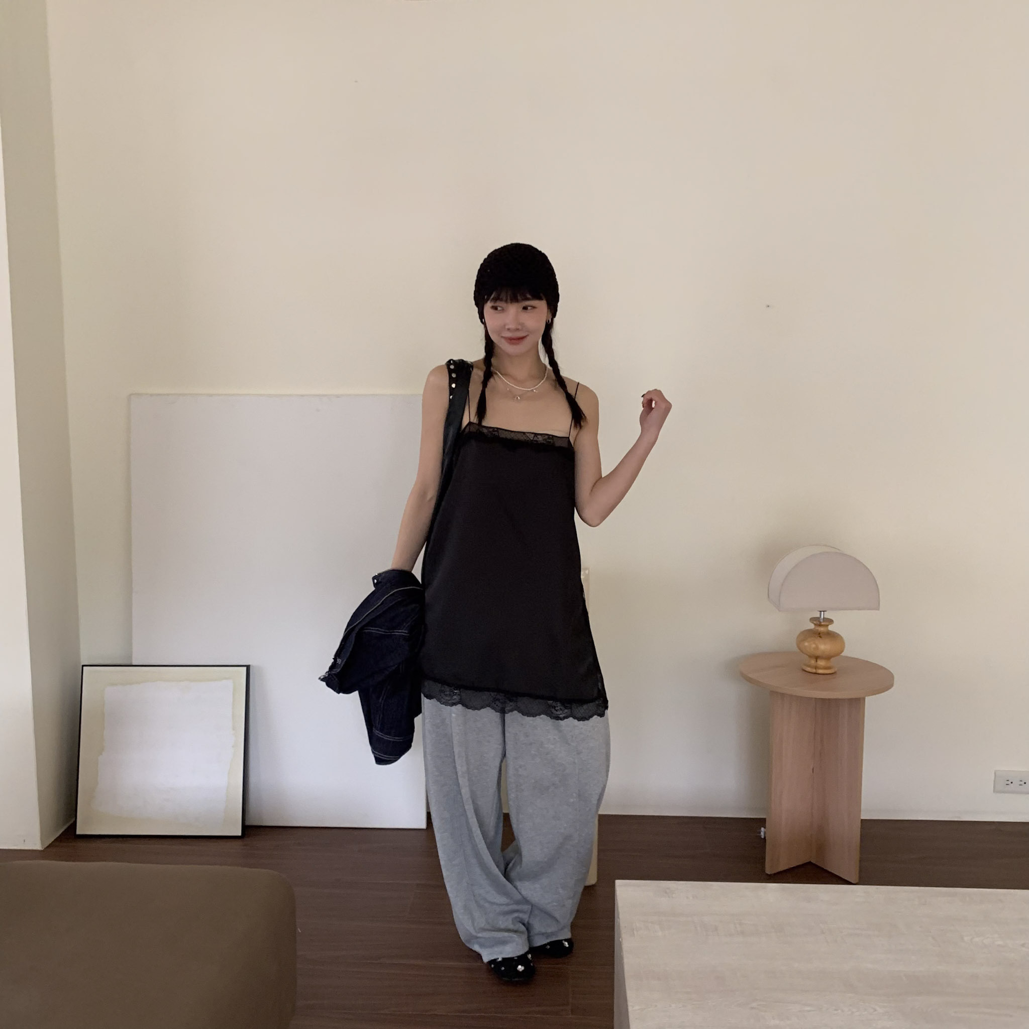 ISA_全是細節! 時髦博主ˋ蕾絲花邊緞面吊帶洋_63088