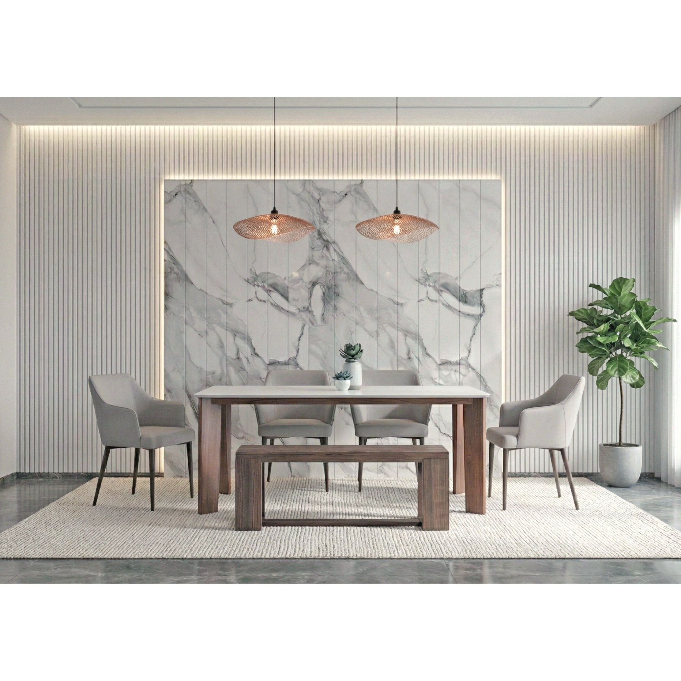 Slice 宋溪木美胡色 ▪ 石英石餐桌180/200 cm 〔DS233SWB〕