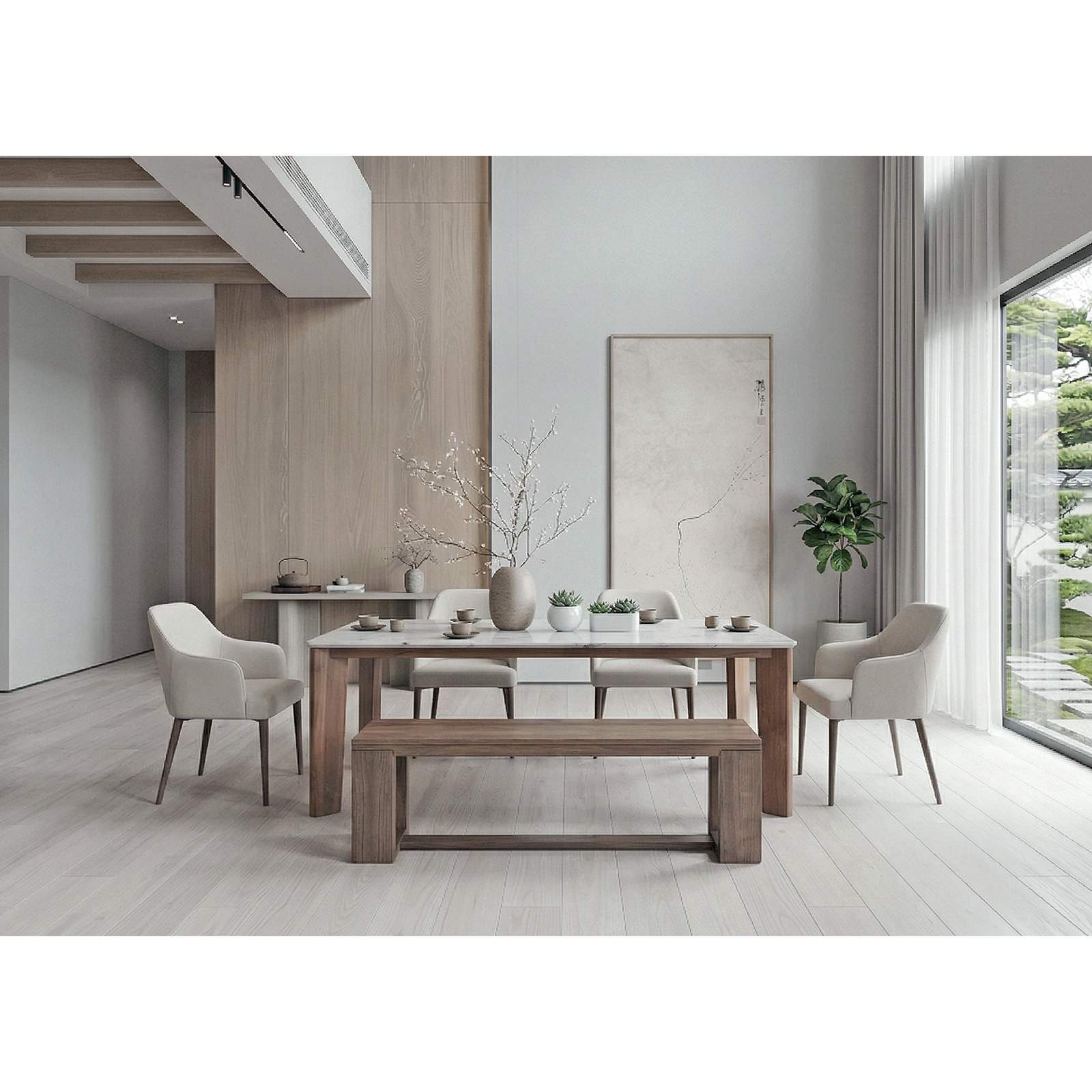 Slice 宋溪木美胡色 ▪ 石英石餐桌180/200 cm 〔DS233SWB〕