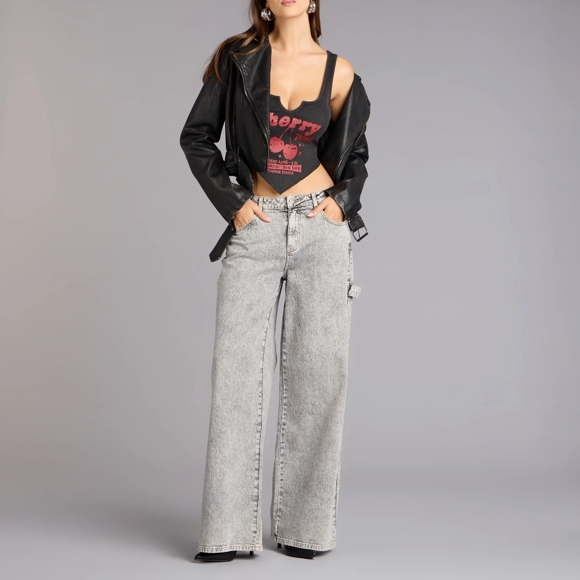 Sweet Cherry黑灰色甜櫻桃 Crop Top上衣