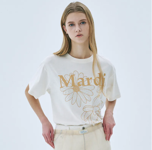 [S] MARDI CREAM PEANUT TSHIRT TRIPLE FLOWER, MFK52JSS008CRPN (SMD81)