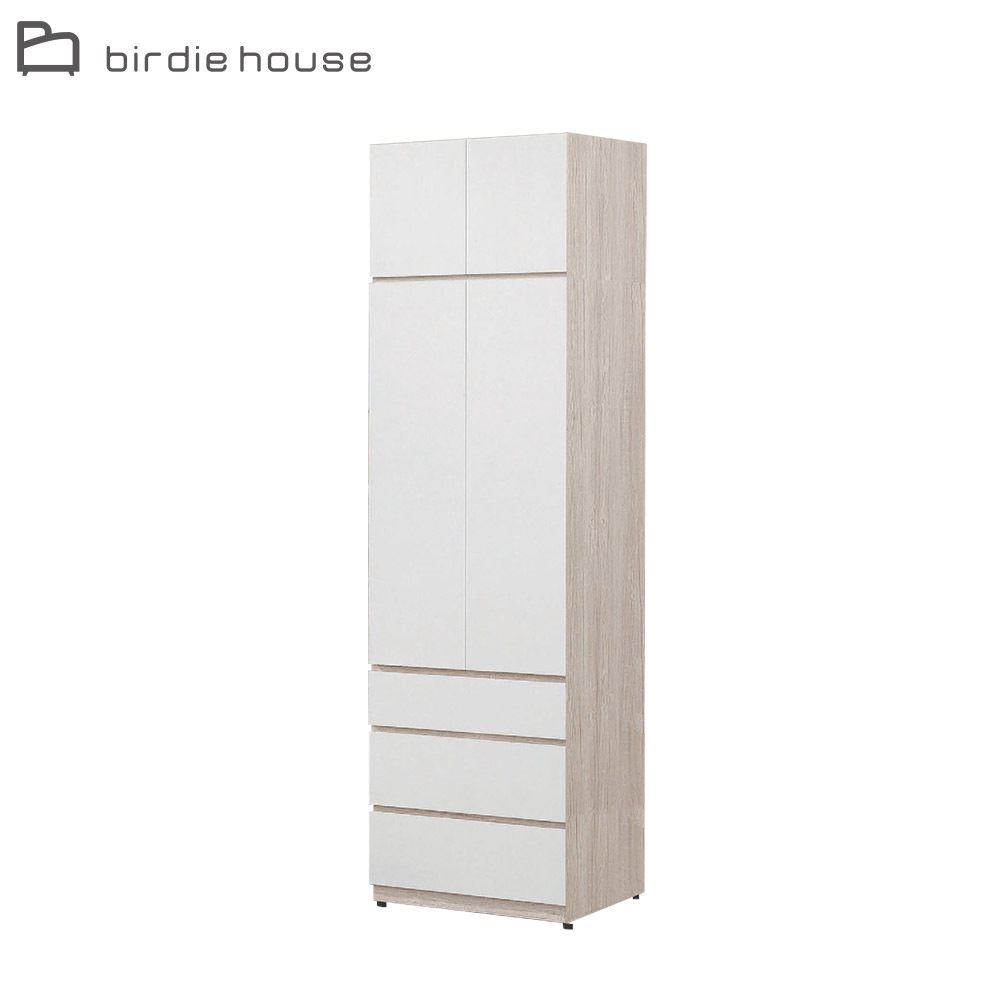 柏蒂家居-巴克利2.7尺四門三抽加高型衣櫃/衣櫥-單吊桿(衣櫃+棉被櫃)
