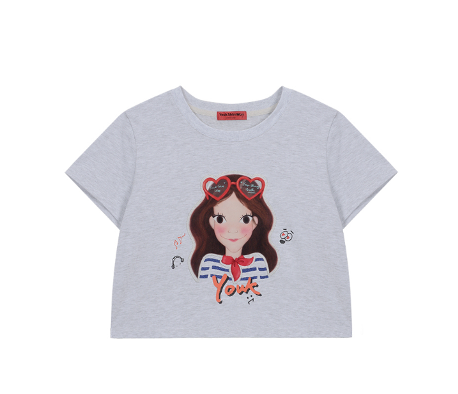 [S] YSW F LUNA EMOJI CROP T-SHIRT, K2WTS04WHMLNF (SYW342)