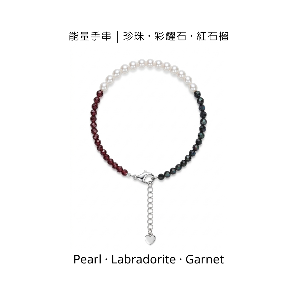 能量手串｜珍珠 · 彩耀石 · 紅石榴