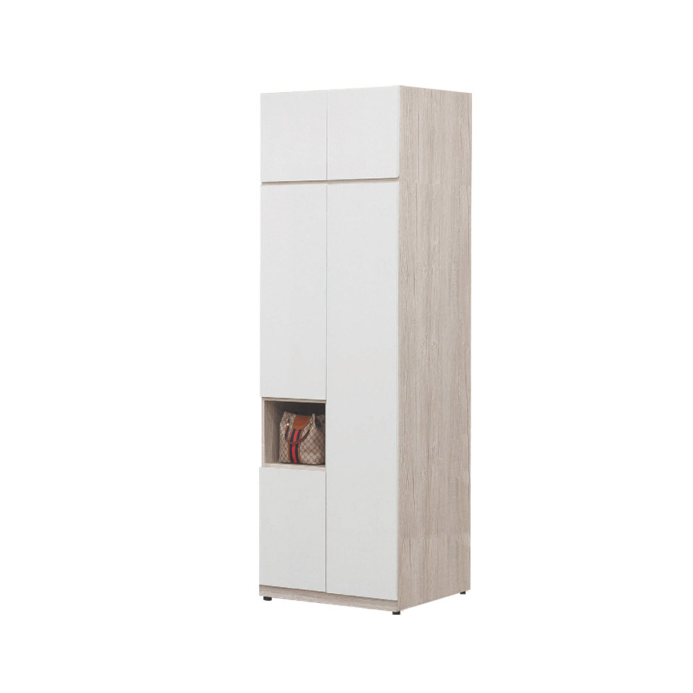 柏蒂家居-巴克利2.7尺五門加高型衣櫃/衣櫥-雙吊桿+三置物格(衣櫃+棉被櫃)