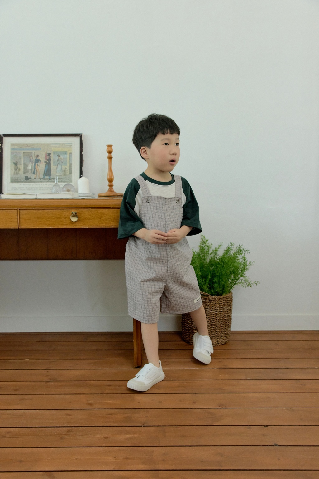 正韓夏Stellak 兩色格子吊帶短褲