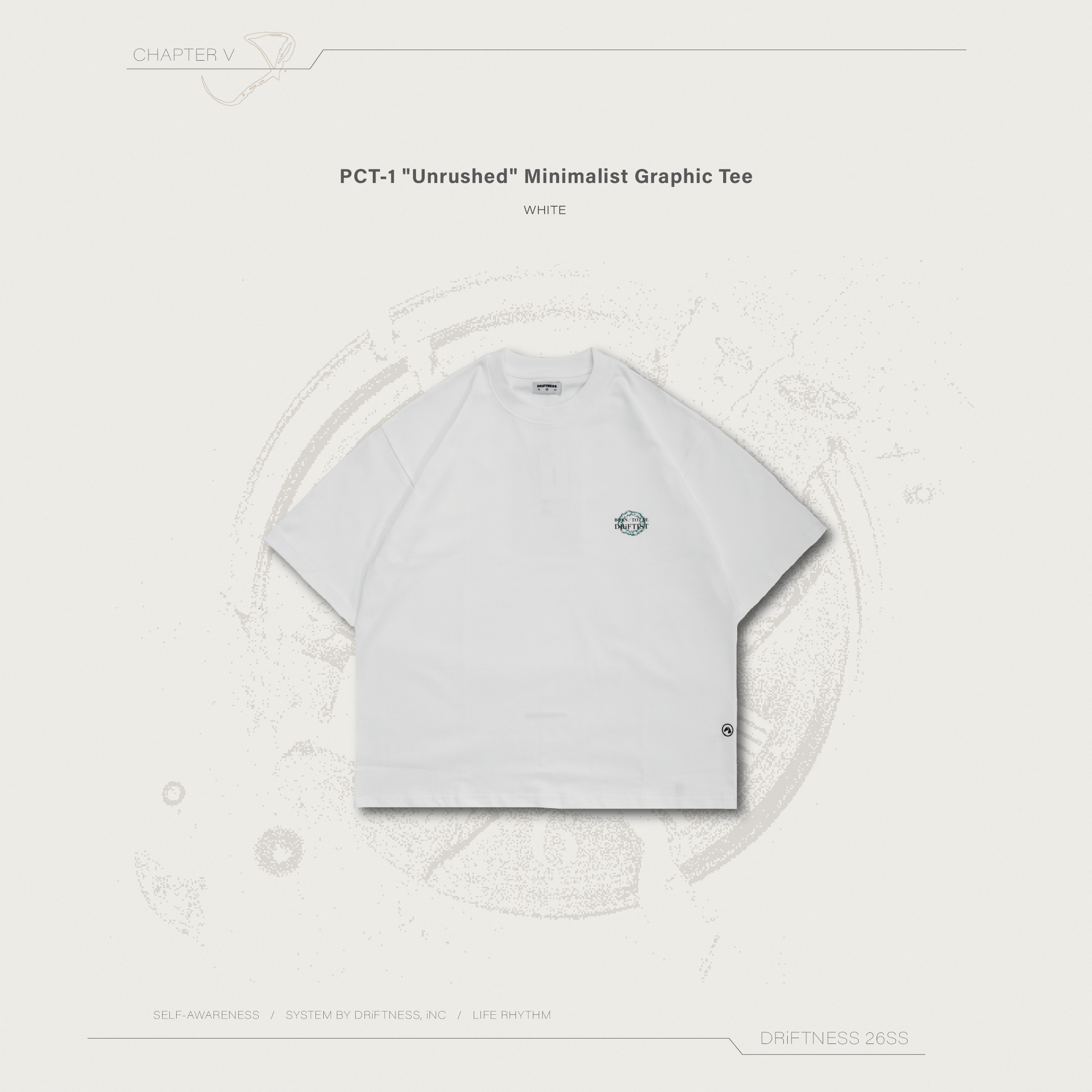 DRiFTNESS｜PCT-1 "Unrushed" 極簡相片背圖短袖 - White