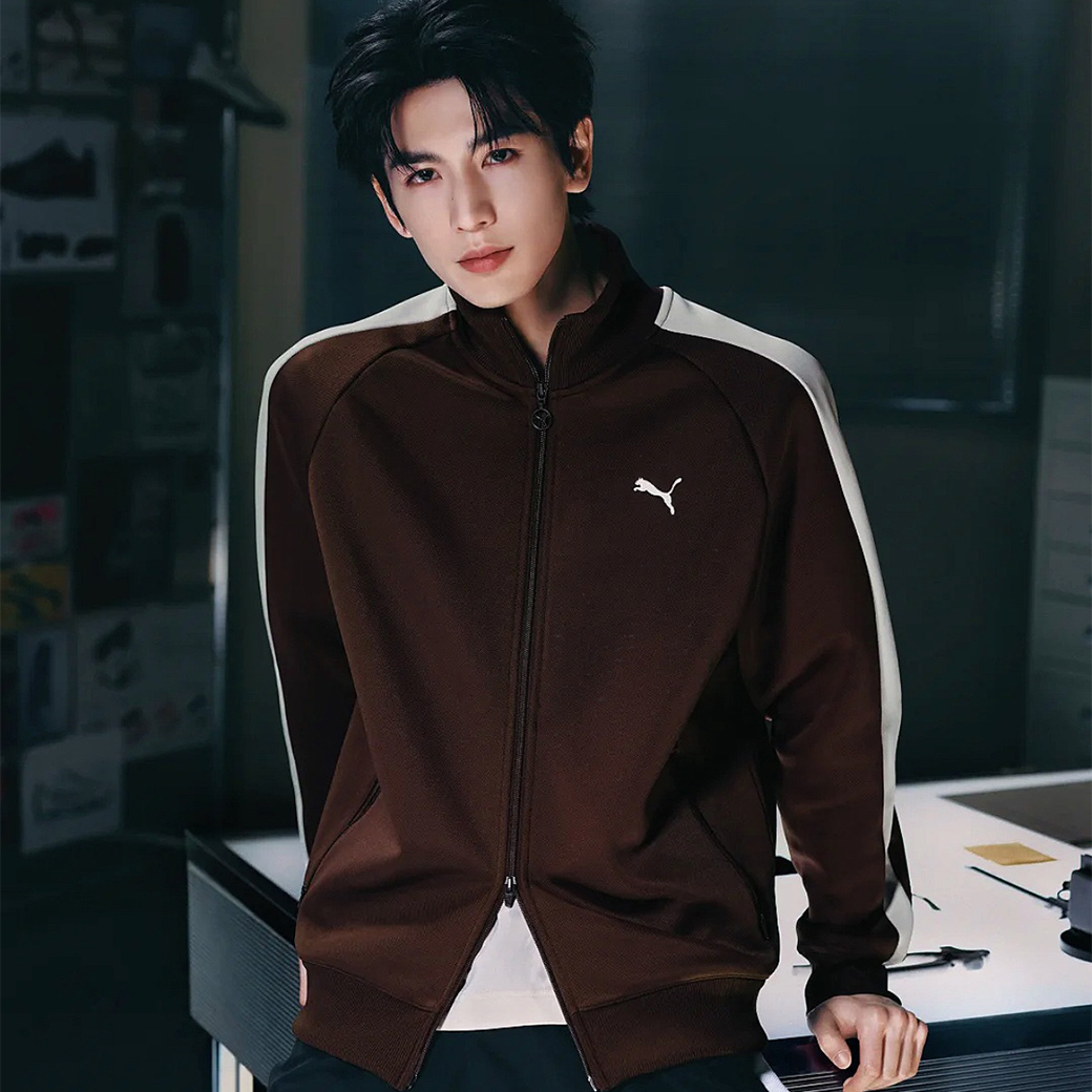 PUMA T7 張凌赫同款 立領 運動 休閒 外套 摩卡棕 (男款)