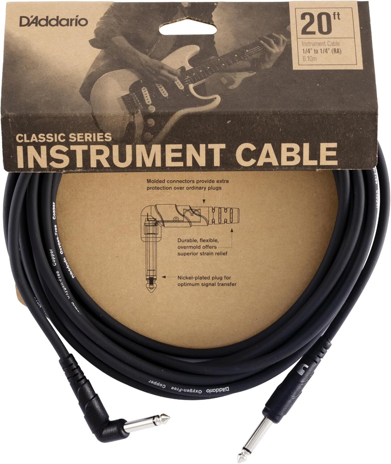 D'Addario 導線 Classic 直頭+L頭 10呎CGTRA-10 / 20呎CGTRA-20 Planet Waves