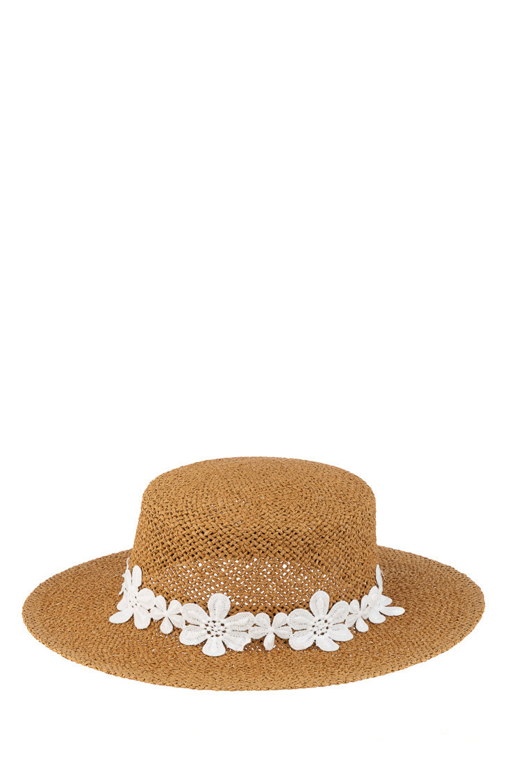 Italy Love義大利白色繡花蕾絲手工草帽