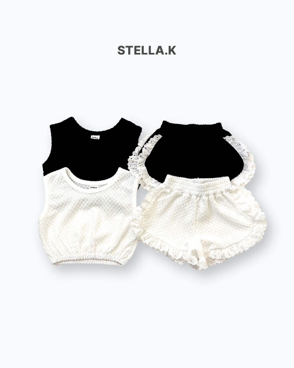 正韓夏Stellak 兩色蕾絲拼接背心套裝