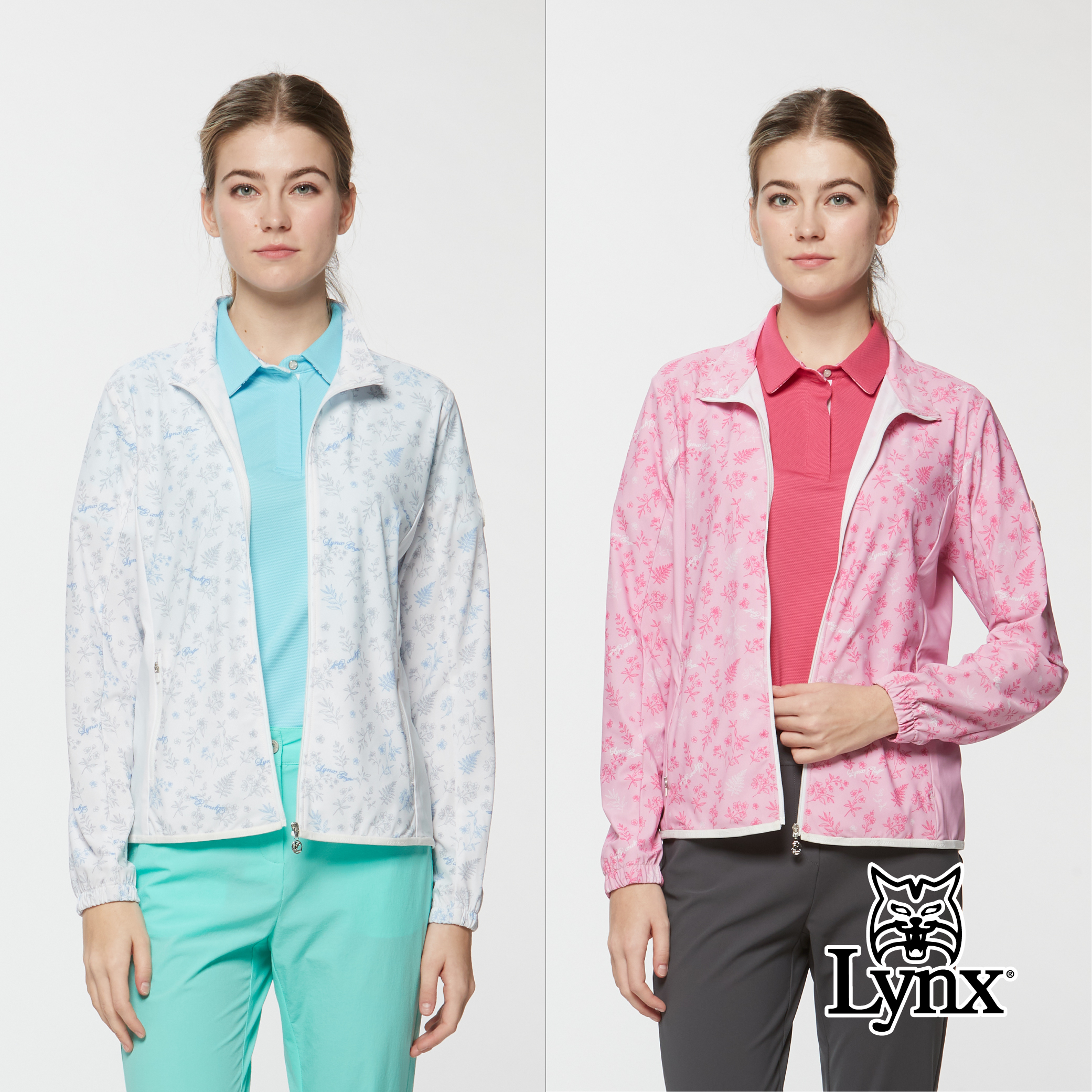 女款彈性舒適滿版碎花造型拉鍊口袋外套