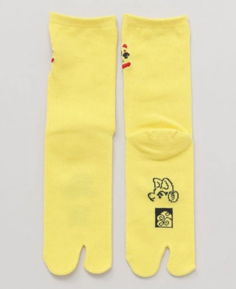 [Amina] 霓虹色刺繡 日牌分趾襪