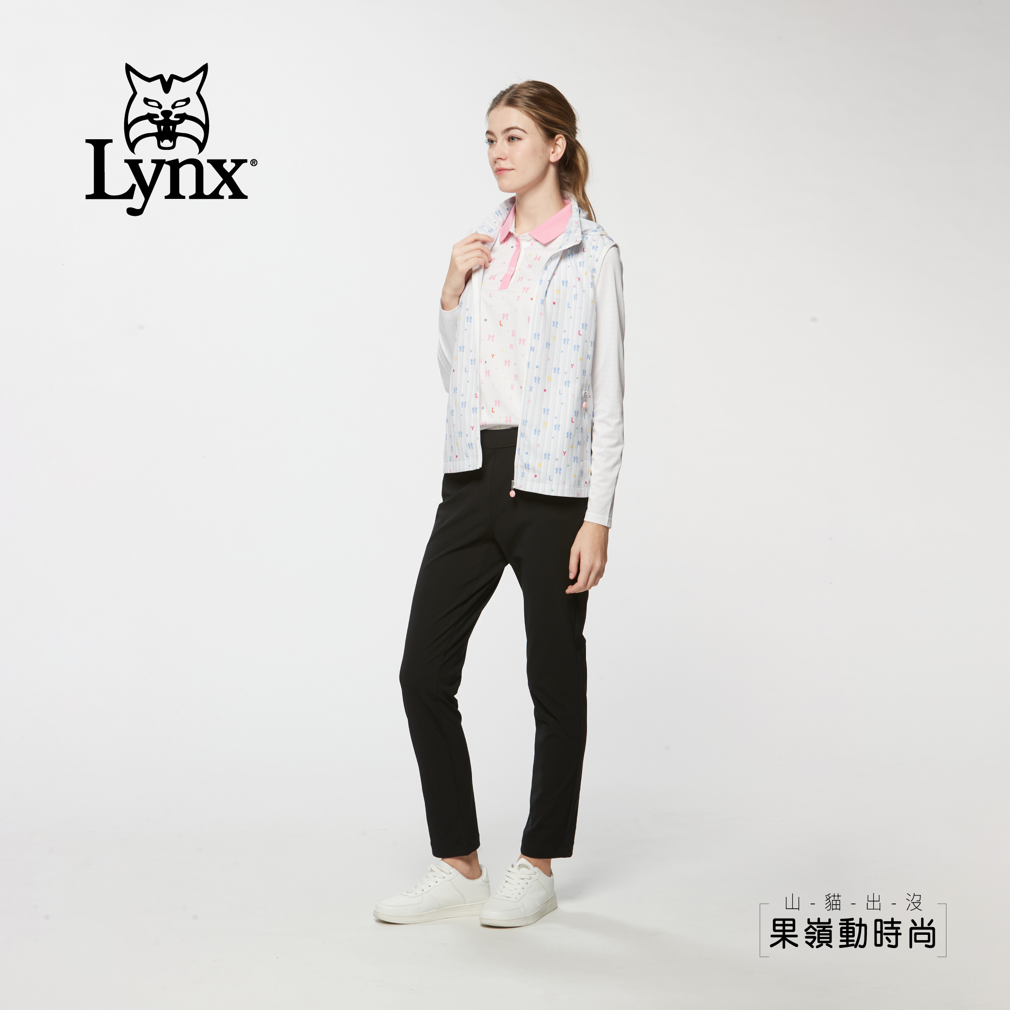 女款四面彈性吸濕排汗環保紗線可收可拆連帽背心