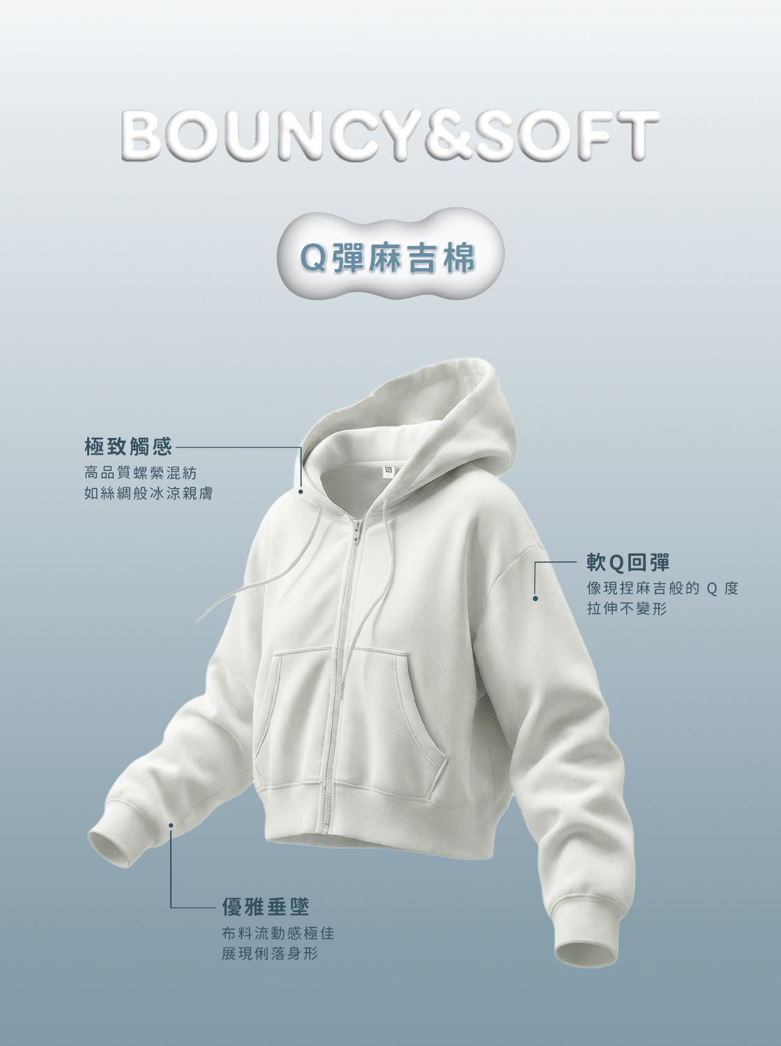 【期間限定】超柔軟麻糬棉連帽外套