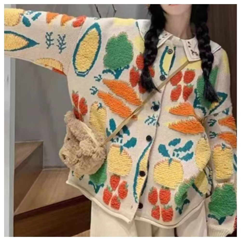 【ASister 小姊姊】AS2219#針織外套☆圓領*森系重工立體緹花*毛衣針織外套(2色 F)