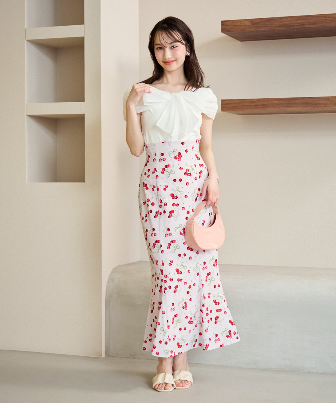 [預購] LILLIAN CARAT 櫻桃印花魚尾裙