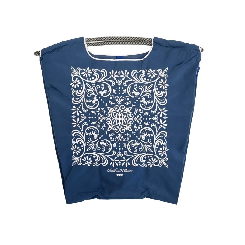 Ball＆Chain 刺繡環保購物袋 M號 - 深藍 (30102532)