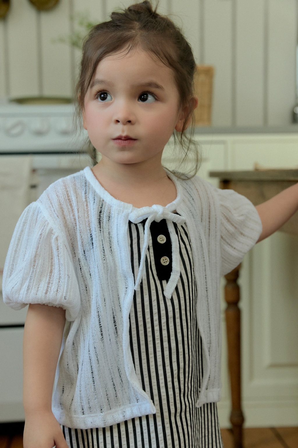 正韓夏Stellak 米白綁帶罩衫