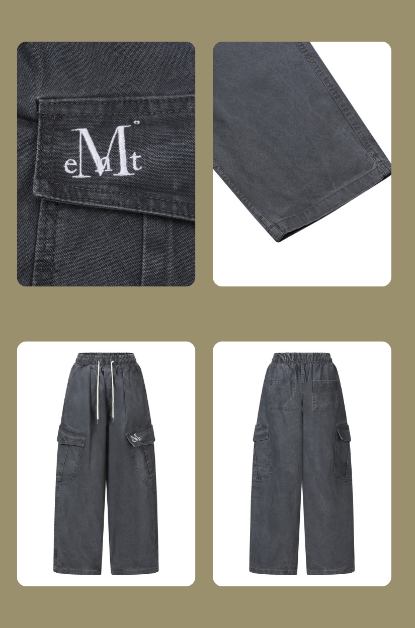 【 4/19收單 】MUCENT Elvin 鬆緊腰頭水洗棉質工裝褲 韓國